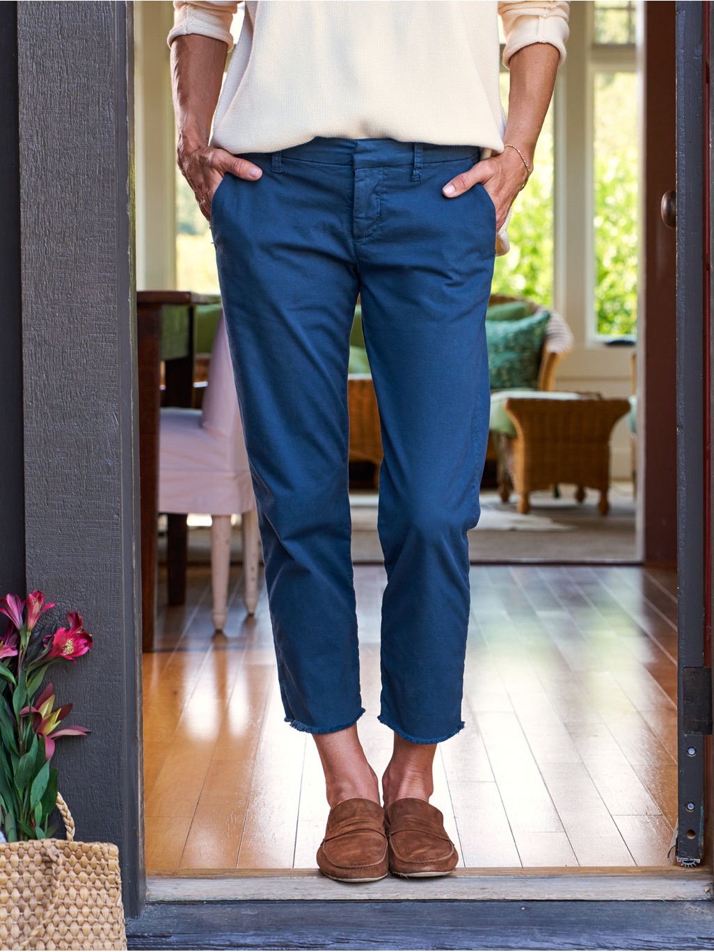 Frank & Eileen Wicklow Pants In Navy Blue Size 8